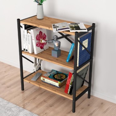 Βιβλιοθήκη Jocasta Megapap μεταλλική - μελαμίνης χρώμα pine oak 66x34x85cm 1 τεμ.