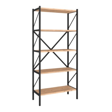 Βιβλιοθήκη Jocasta Megapap μεταλλική - μελαμίνης χρώμα pine oak 66x34x160cm 1 τεμ.