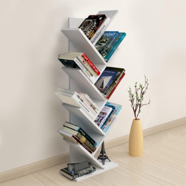 Βιβλιοθήκη μελαμίνης Milton Megapap χρώμα λευκό 44x22x121cm 1 τεμ.