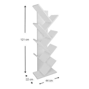 Βιβλιοθήκη μελαμίνης Milton Megapap χρώμα λευκό 44x22x121cm 1 τεμ.