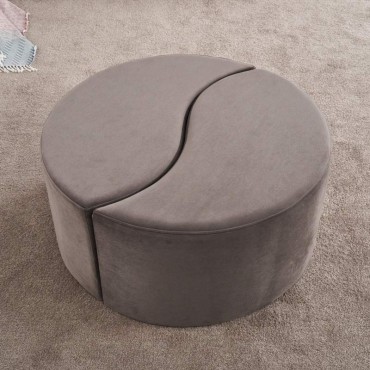 Σκαμπώ Alis Megapap βελούδινο χρώμα ανοιχτό γκρι 80x80x40cm 1 τεμ.
