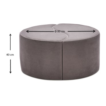 Σκαμπώ Alis Megapap βελούδινο χρώμα ανοιχτό γκρι 80x80x40cm 1 τεμ.