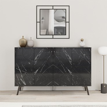 Μπουφές Dune Megapap χρώμα μαύρο εφέ μαρμάρου 123x35x77,4cm 1 τεμ.