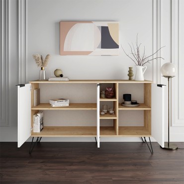 Μπουφές Clara Megapap χρώμα φυσικό οξιάς - λευκό 142x35,6x83cm 1 τεμ.