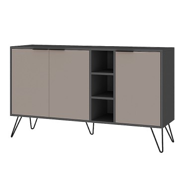 Μπουφές Clara Megapap χρώμα ανθρακί - ανοιχτή μόκα 142x35,6x83cm 1 τεμ.