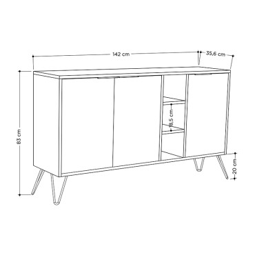 Μπουφές Clara Megapap χρώμα ανθρακί - ανοιχτή μόκα 142x35,6x83cm 1 τεμ.