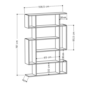Βιβλιοθήκη μελαμίνης Mito Megapap χρώμα λευκό 108x25x161cm 1 τεμ.