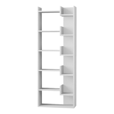 Βιβλιοθήκη μελαμίνης Oppa Megapap χρώμα λευκό 60x22x162cm 1 τεμ.
