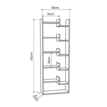 Βιβλιοθήκη μελαμίνης Oppa Megapap χρώμα λευκό 60x22x162cm 1 τεμ.