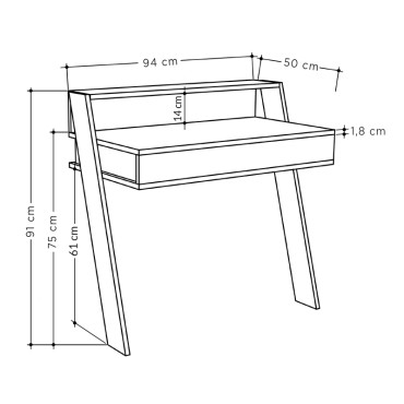 Γραφείο εργασίας Cowork Megapap χρώμα ανθρακί 94x50x91cm 1 τεμ.