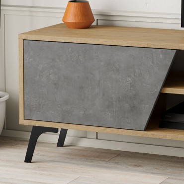 Έπιπλο τηλεόρασης Fiona Megapap χρώμα sapphire oak - γκρι ρετρό 180x35,6x48cm 1 τεμ.