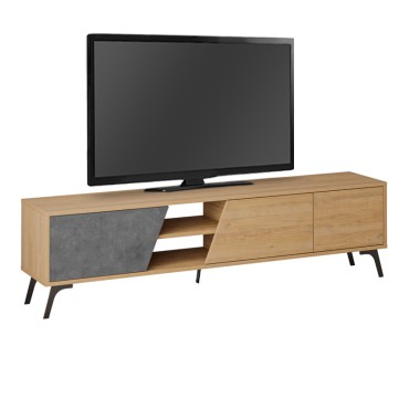 Έπιπλο τηλεόρασης Fiona Megapap χρώμα sapphire oak - γκρι ρετρό 180x35,6x48cm 1 τεμ.