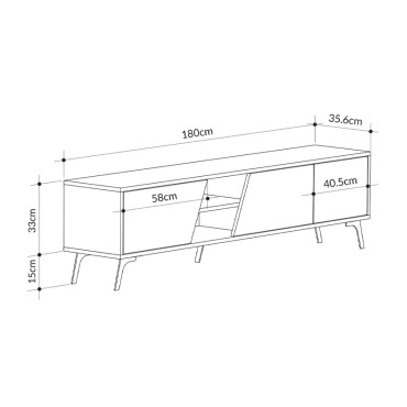 Έπιπλο τηλεόρασης Fiona Megapap χρώμα sapphire oak - γκρι ρετρό 180x35,6x48cm 1 τεμ.