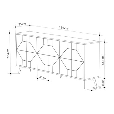 Μπουφές μελαμίνης Dune Megapap χρώμα ανθρακί 184x35x77,4cm 1 τεμ.