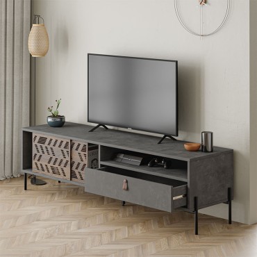 Έπιπλο τηλεόρασης Dionysos Megapap χρώμα γκρι ρετρό 170x45x48,6cm 1 τεμ.