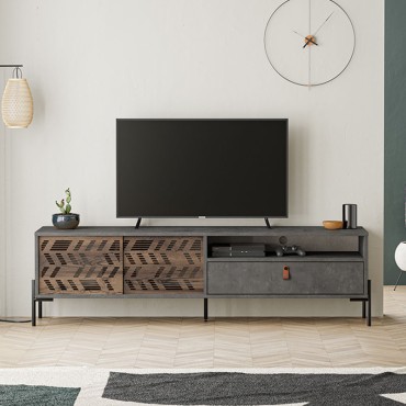 Έπιπλο τηλεόρασης Dionysos Megapap χρώμα γκρι ρετρό 170x45x48,6cm 1 τεμ.