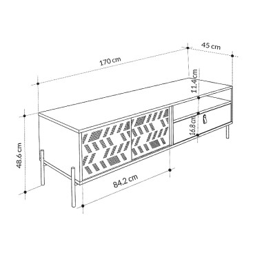 Έπιπλο τηλεόρασης Dionysos Megapap χρώμα γκρι ρετρό 170x45x48,6cm 1 τεμ.