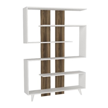 Βιβλιοθήκη Rain Megapap χρώμα λευκό - καρυδί 120x19,5x162cm 1 τεμ.