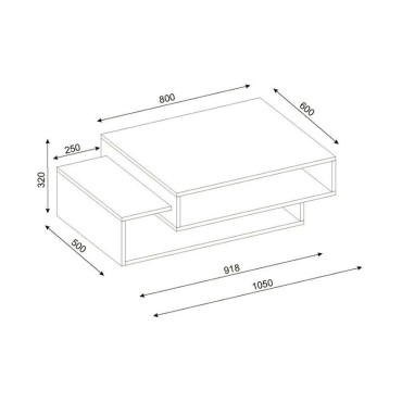 Τραπεζάκι σαλονιού Tab Megapap χρώμα λευκό - cordoba 105x60x32cm 1 τεμ.