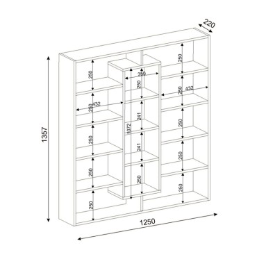 Βιβλιοθήκη μελαμίνης Ample Megapap χρώμα λευκό 125x22x135,7cm 1 τεμ.