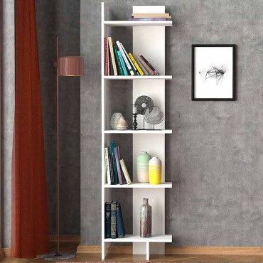 Βιβλιοθήκη Perla Megapap χρώμα λευκό 48x22x170cm 1 τεμ.
