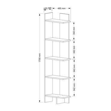 Βιβλιοθήκη Perla Megapap χρώμα λευκό 48x22x170cm 1 τεμ.
