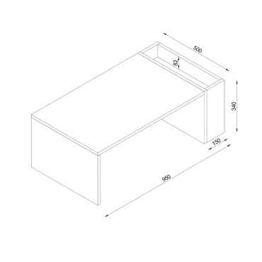 Τραπεζάκι σαλονιού View Megapap χρώμα λευκό 95x50x34cm 1 τεμ.