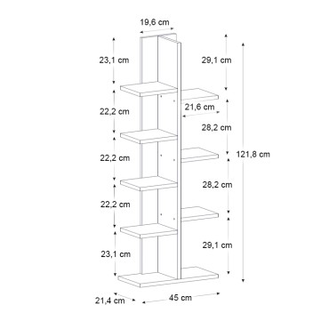Βιβλιοθήκη Tree Megapap χρώμα λευκό 45x21,4x121,8cm 1 τεμ.