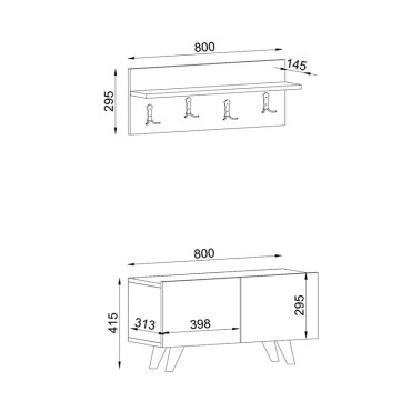 Έπιπλο εισόδου Lores Megapap χρώμα λευκό - καρυδί 80x31,3x41,5cm 1 τεμ.