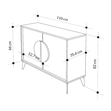 Μπουφές Gora Megapap χρώμα ανοιχτό καρυδί 110x35,6x82cm 1 τεμ.