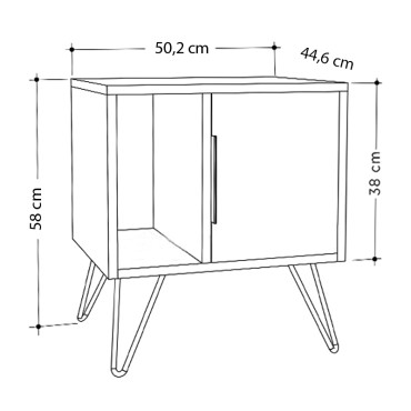 Κομοδίνο Glynn Megapap χρώμα φυσικό οξιάς 50,2x44,6x60cm 1 τεμ.