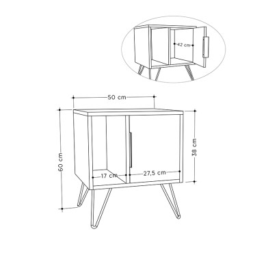 Κομοδίνο Glynn Megapap χρώμα sapphire oak 50,2x44,6x60cm 1 τεμ.