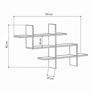 Ραφιέρα τοίχου Halic Megapap χρώμα sapphire oak 150x22x82cm 1 τεμ.