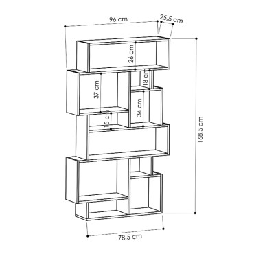 Βιβλιοθήκη μελαμίνης Karmato Megapap χρώμα λευκό 96x25,5x168,5cm 1 τεμ.