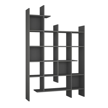 Βιβλιοθήκη Manco Megapap χρώμα ανθρακί 122x25,5x188cm 1 τεμ.