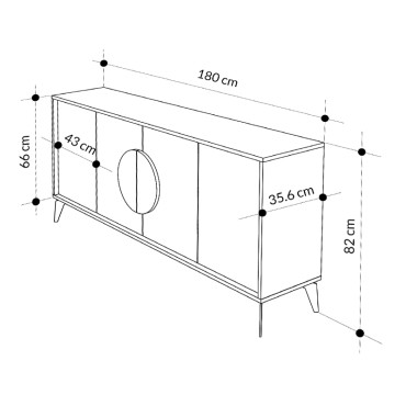 Μπουφές Gora Megapap χρώμα ανοιχτό καρυδί 180x35,6x82cm 1 τεμ.