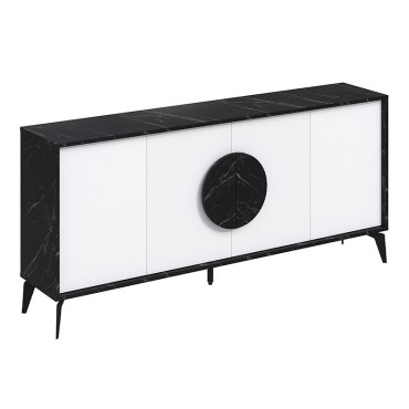 Μπουφές Gora Megapap χρώμα μαύρο εφέ μαρμάρου - λευκό 180x35,6x82cm 1 τεμ.