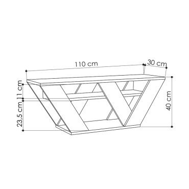 Έπιπλο τηλεόρασης Pipralla Megapap χρώμα sapphire oak 110x30x40cm 1 τεμ.