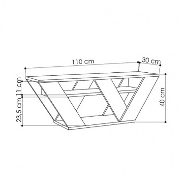 Έπιπλο τηλεόρασης Pipralla Megapap χρώμα ανθρακί 110x30x40cm 1 τεμ.