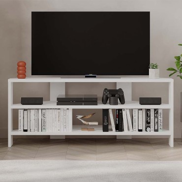 Έπιπλο τηλεόρασης γωνιακό Thales Megapap μελαμίνης χρώμα λευκό 110x36x45cm 1 τεμ.