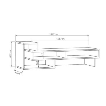 Έπιπλο τηλεόρασης Tetra Megapap χρώμα γκρι ρετρό 136,7x40x42cm 1 τεμ.