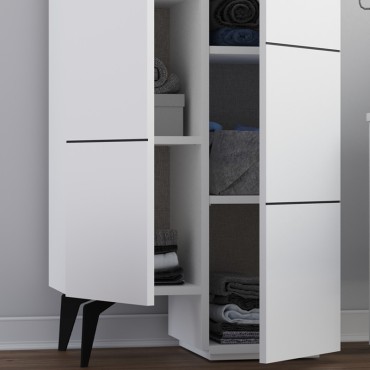 Ντουλάπι κουζίνας/μπάνιου - Παπουτσοθήκη Stair Megapap μελαμίνης χρώμα λευκό 62,2x37,4x156cm 1 τεμ.