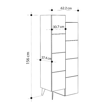 Ντουλάπι κουζίνας/μπάνιου - Παπουτσοθήκη Stair Megapap μελαμίνης χρώμα λευκό 62,2x37,4x156cm 1 τεμ.