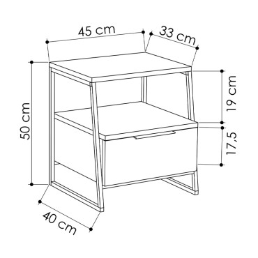Κομοδίνο Pal Megapap χρώμα sapphire oak 45x40x50cm 1 τεμ.