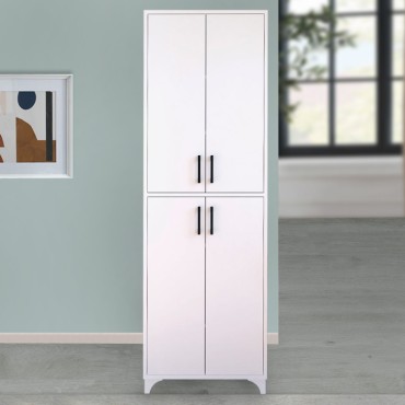 Ντουλάπα κουζίνας/μπάνιου Charlie Megapap από μελαμίνη χρώμα λευκό 62,6x35,8x186cm 1 τεμ.