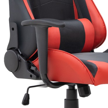 Καρέκλα γραφείου Gaming Alonso Megapap από τεχνόδερμα χρώμα κόκκινο - μαύρο 67x70x125/135cm 1 τεμ.