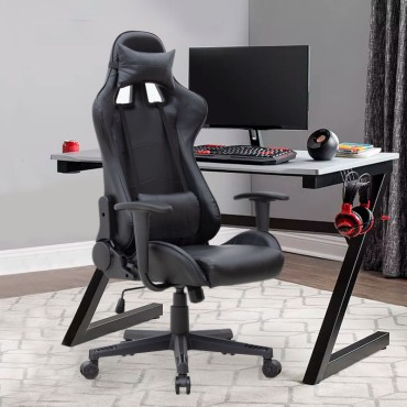 Καρέκλα γραφείου Gaming Alonso Megapap από τεχνόδερμα χρώμα μαύρο 67x70x125/135cm 1 τεμ.