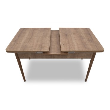 Τραπέζι Bruno Megapap επεκτεινόμενο από MDF/ ξύλο χρώμα ανοιχτό καρυδί 130/168x80x77cm 1 τεμ.