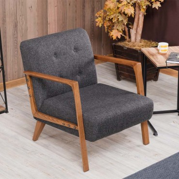 Πολυθρόνα Kemer Megapap υφασμάτινη χρώμα ανθρακί 67x76x78cm 1 τεμ.