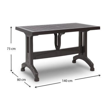 Τραπέζι πολυπροπυλενίου Callan Megapap χρώμα καφέ 140x80x73cm 1 τεμ.